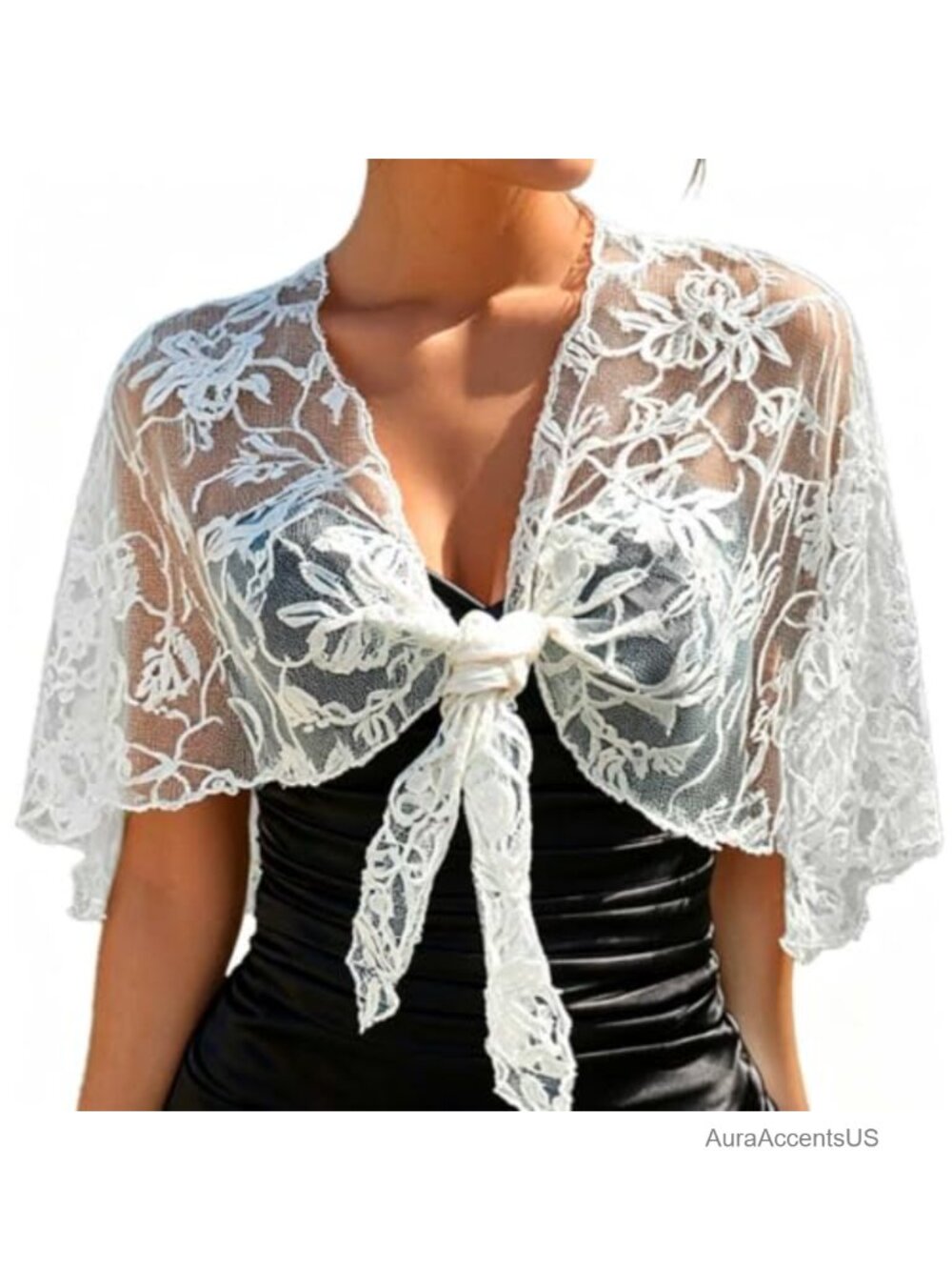Lace Shawl Wrap Bridal Wedding Cape for Women Lightweight Sleeveless
